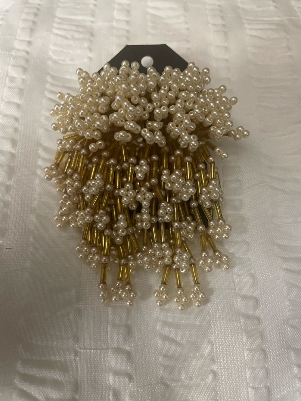 Vintage Pearl Cluster Beaded Dangle Earrings - Ivory and Gold